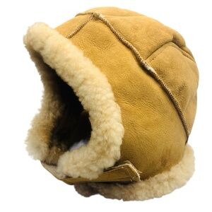 Vintage Genuine Shearling Aviator Trapper Hat – Suede & Wool